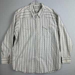 Vintage Lucky Brand White/Black Pattetn Western Pearl Snap Shirt Men's Size XXL